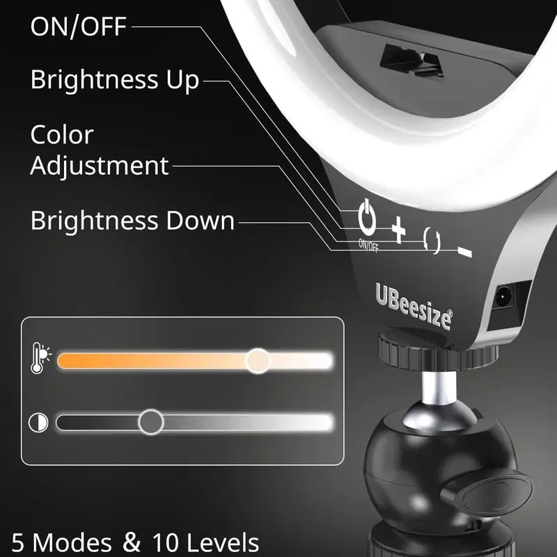 10-Inch Aluminum Selfie Ring Light Tripod
