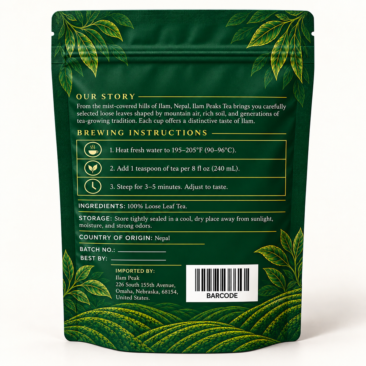 Ilam Peaks Green Tea 100g